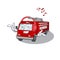 Listening music fire truck mascot cartoon character design