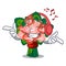 Listening music flower bouquet on isolated with mascot