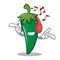 Listening music green chili character cartoon