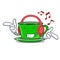 Listening music green tea mascot cartoon