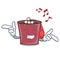 Listening music hot chocolate mascot cartoon