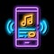 Listening Music Song In Smartphone neon glow icon illustration