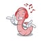 Listening music worm mascot cartoon style