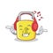 Listening music yellow lock character mascot