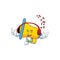 Listening music yellow loudspeaker mascot on white background