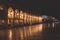 Liston pedestrian street night view with evening lanterns illumination, Kerkyra city, Corfu island, Greece, Ionian sea islands,