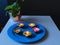 Lit Diyas placed in plate for celebrating diwali and dhanteras