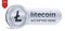 Litecoin accepted sign emblem. 3D isometric Physical coin with frame and text Accepted Here. Cryptocurrency.