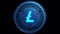Litecoin crypto coin futuristic network peer to peer transactions altcoin 3D animation 4K digital logo seemless loop