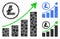 Litecoin growing graph trend Composition Icon of Round Dots