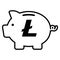 Litecoin Icon On Piggy Bank Isolated