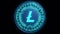 Litecoin peer to peer cryptocurrency digital coin logo hi-tech network secure transactions 3D render futuristic 4K video animation