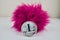Litecoin physical cryptocurrency coin with pink hairy ball