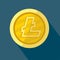 Litecoin vector icon as golden coin