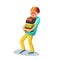 Literacy Boy Student Carries Bunch Of Books Vector
