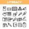 Literacy Linear Vector Thin Icons Set Pictogram