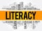 Literacy word cloud collage