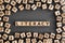 literacy - word from wooden blocks with letters