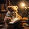 Literary Explorer: Teddy Bear in Glasses Unraveling Book Adventures