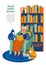 Literary fan. An old woman reading a book sitting in a cosy chair. Pensioner reads a funny story in the library. Grandma spends