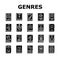 Literary Genres Books Collection Icons Set Vector