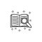 Literary magnifier book search icon. Element of literature icon