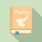 Literary poetry book icon, flat style
