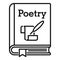 Literary poetry book icon, outline style