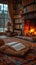 Literary warmth Snuggle up with a good book by the fireplace