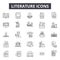Literature line icons for web and mobile design. Editable stroke signs. Literature  outline concept illustrations