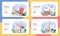 Literature school subject web banner or landing page set. Study