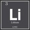 Lithium chemical element, dark square symbol