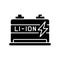 Lithium ion battery black glyph icon