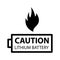 Lithium ion battery Caution, vector illustration