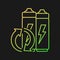 Lithium-ion battery recycling gradient vector icon for dark theme