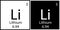 Lithium sign. Black and white. Chemical element. Mendeleev table. Periodic symbol. Vector illustration. Stock image.