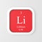 Lithium symbol on red rounded square