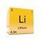 Lithium symbol yellow cube