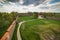 Lithuania: aerial view of gothic Medininkai castle