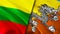 Lithuania and Bhutan flags. 3D Waving flag design. Lithuania Bhutan flag, picture, wallpaper. Lithuania vs Bhutan image,3D