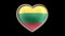 Lithuania flag heart isolated on black luma matte. Patriotism