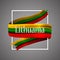 Lithuania flag. Official national colors. Lithuanian 3d realistic stripe ribbon. Vector icon sign background.