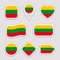 Lithuania flag stickers set. Lithuanian national symbols badges. Isolated geometric icons.Vector official flags