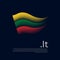 Lithuania flag. Stripes colors of the lithuanian flag on a dark background. Vector stylized design national poster with .lt domain