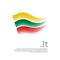 Lithuania flag. Stripes colors of the lithuanian flag on a white background. Vector design national poster with .lt domain, place