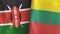 Lithuania and Kenya two flags textile cloth 3D rendering