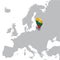 Lithuania Location Map on map Europe. 3d Lithuania flag map marker location pin. High quality map of Lithuania.