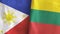 Lithuania and Philippines two flags textile cloth 3D rendering