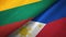 Lithuania and Philippines two flags textile cloth, fabric texture