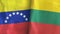 Lithuania and Venezuela two flags textile cloth 3D rendering